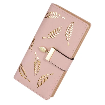 

Fashion Women's Leaf Wallet Long Leather Card Holder Purse Zipper Buckle Elegant Wallet