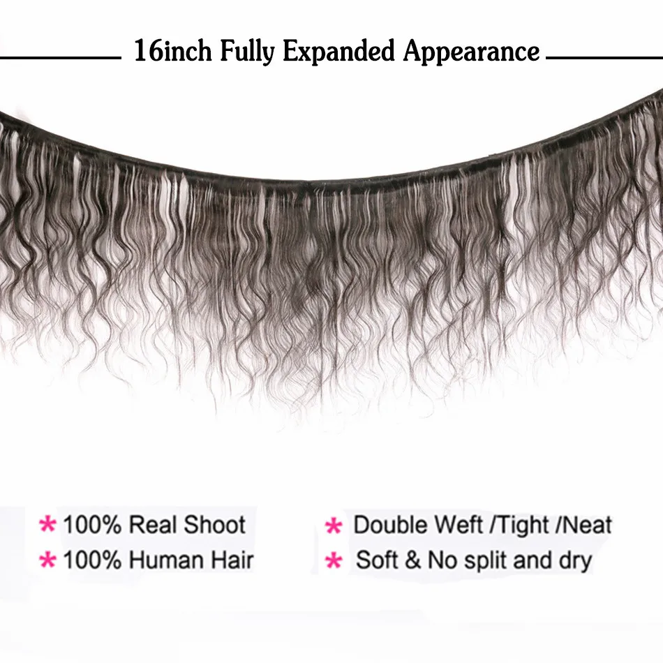Объемная волна бразильские пучки волос с фронтальной 13x4 кружева фронтальной с пучками не Реми 3 Связки с волосы спереди расширение