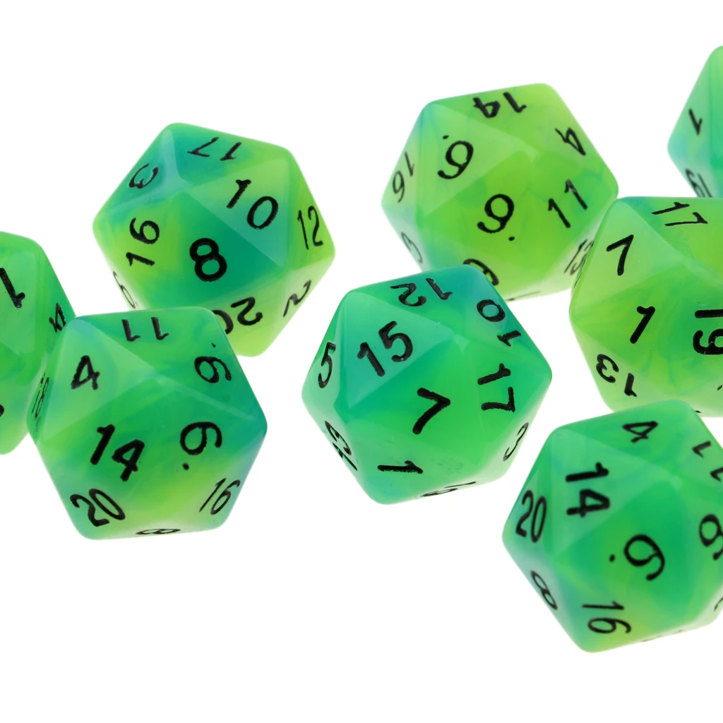10PCS Night Luminous Dice Role Playing Game D20 Dice for Dungeons &Dragons DND Role Playing Game Dices