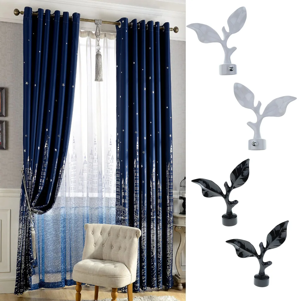 Pair Decorative Window Curtain Rod End Drapery Rail Pole Head Cap fit 28mm Dia. Rods