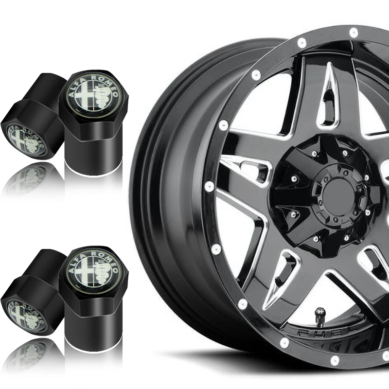 

4pcs Metal Wheels Black Tire Valve Caps for Alfa Romeo Giulia Stelvio Brera 147 156 159 166 GT Giulietta Mito Tonale Car Styling