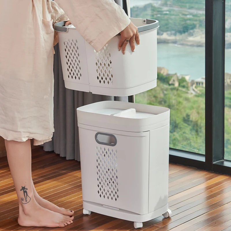 

Layered Laundry Basket for Light Luxury Laundry Basket Separating Laundry Basket Wall Hanging Rack Storage Baskets