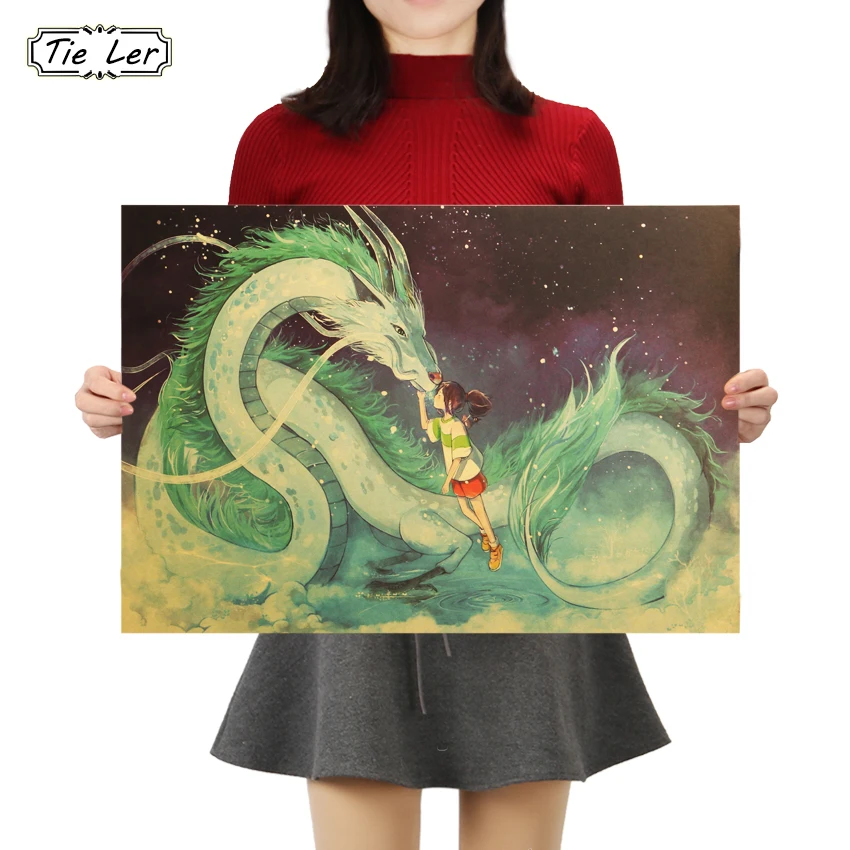 

Famous Hayao Miyazaki Anime Movie Spirited Away Kraft Paper Poster Decorative Painting Wall Stickers