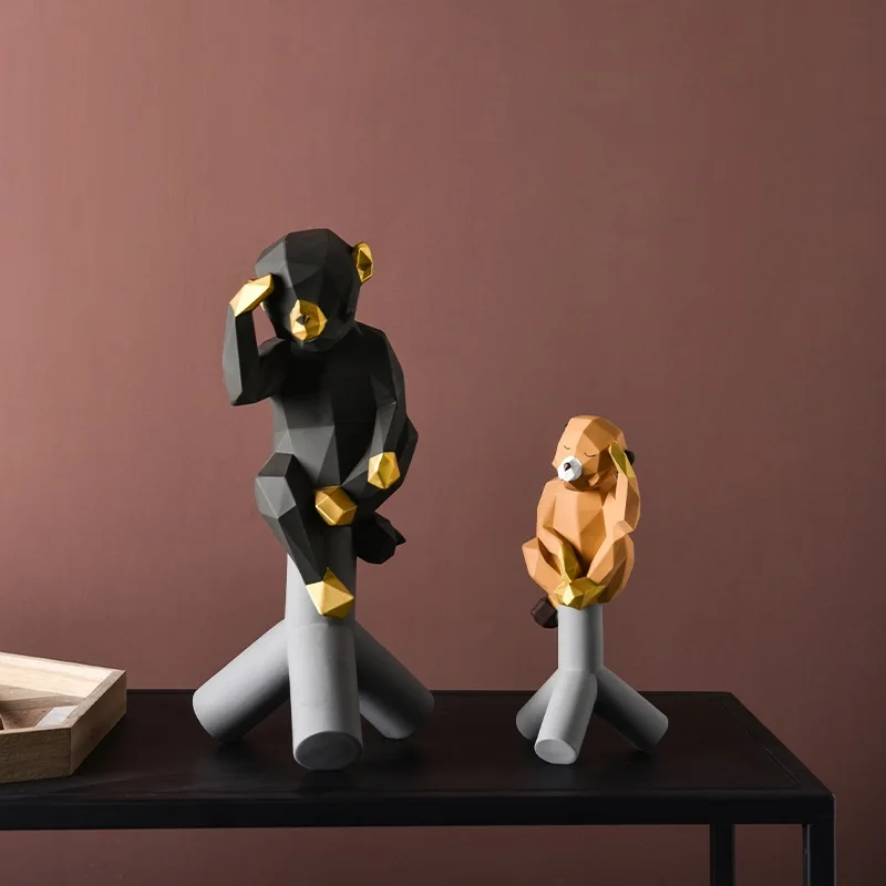 Креативная Геометрическая фигурка обезьяны в скандинавском стиле, статуэтка гориллы из смолы, современные настольные украшения для дома R3853
