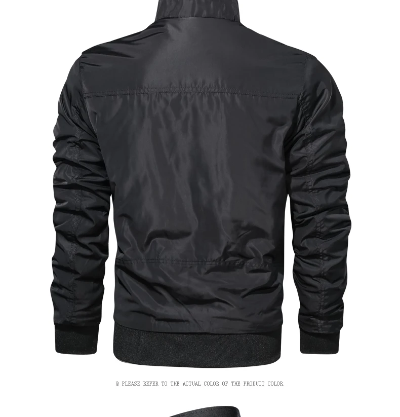 Winderbreaker Jacket גברים מוצק צבע צווארון עומד Tatical מעיל זכר עמיד למים גברים בגדי Streetwear אופנה מזדמן מעיל גבר