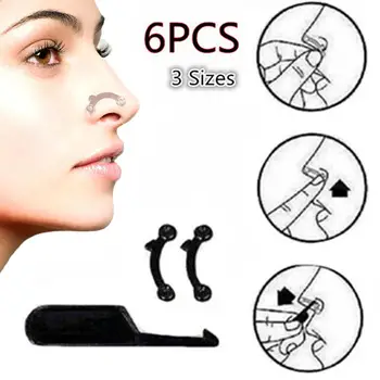 

6Pcs 3D Nose Up Corrector Bridge Lifting Increase Nasal Shaping Shaper Clip Clipper Nose Clip Massage Tool Beauty Tools