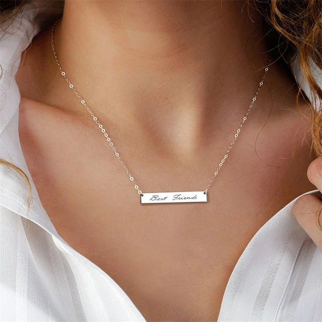 Shinelady Personalized Bar Necklace with Name, Custom 4 Side Free Engraved  Inspirational Necklaces for Women Men Customized Sterling Silver 3D Bar  Pendant Necklace Gift for Wife/Mom/Daughter : Amazon.in: Fashion