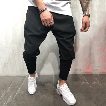 

M-3XL Pants Men Plus Size Fashions Black Pure Color Stylish Sweatpants Mens Streetwear Trousers Loose Leisure Males Sweatpant