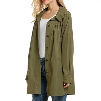 

Female A-line Style Raincoat Jacket Single Breasted Fashion Women Coat Outdoor Hooded Lightweight Waterproof Coat