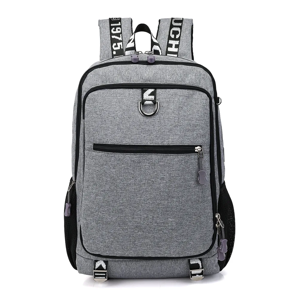 

USB Interface Smart Computer Backpack Large Capacity Men's Middle School Students School Bag Business Casual Canvas Dacron Backp