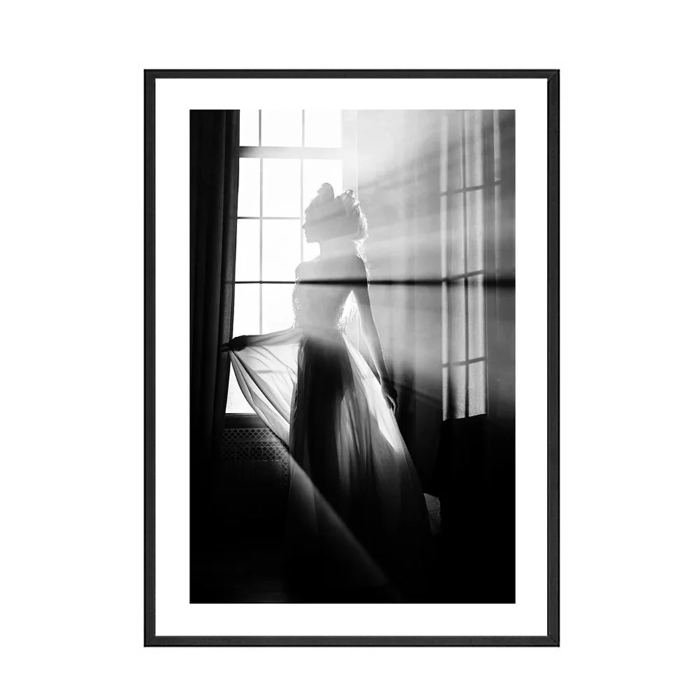 Modern-Fashion-Girl-Picture-Home-Decor-Nordic-Pink-Flower-Style-Wall-Art-Black-White-Posters-and (5)