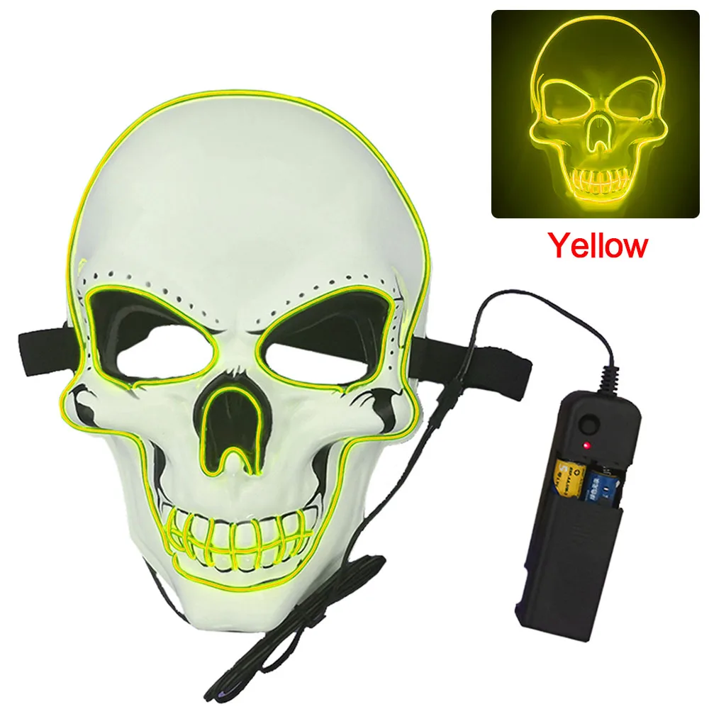 Хэллоуин вечерние светодиодный маска маскарад маски Косплэй светодиодный костюм со светодиодной подсветкой маска EL провода светильник вверх неоновый маске светильник для вечерние - Цвет: yellow mask