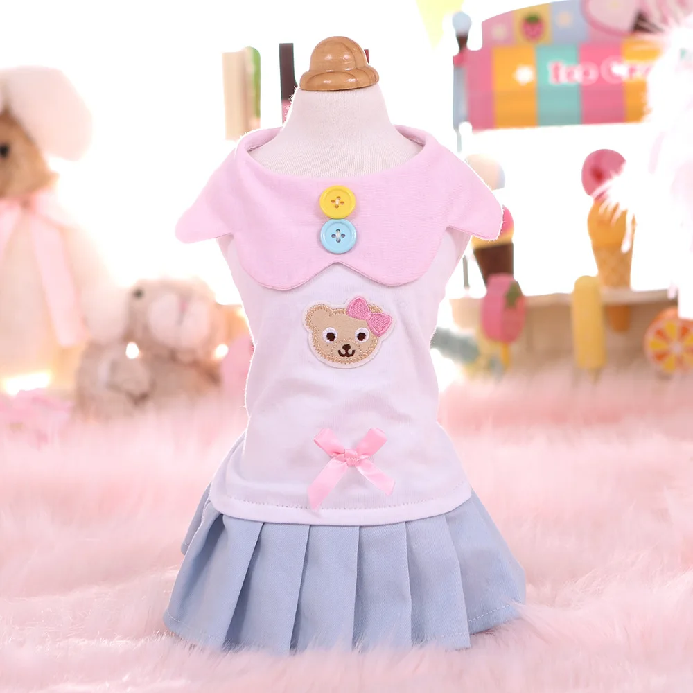 Kawaii весна лето кружева прекрасный кот одежда для собак одежда Чихуахуа Йорк Bomei модное платье MK19A20