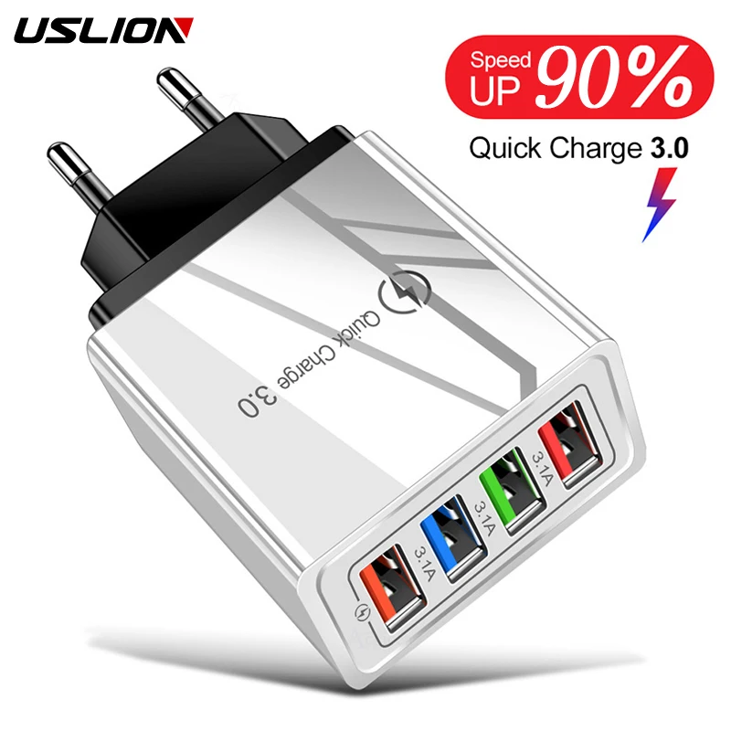 USLION USB Charger Quick Charge 3.0 Phone Adapter for iPhone 11 X 7 Xiaomi Tablet Portable Wall Mobile Fast Charger EU US Plug|Mobile Phone Chargers| - AliExpress