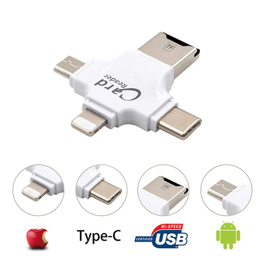 LYBALL 4 в 1 Micro SD TF кард-ридер с разъемом USB type-C OTG концентратор адаптер для iPhone Android Micro usb type C порты Mac PC