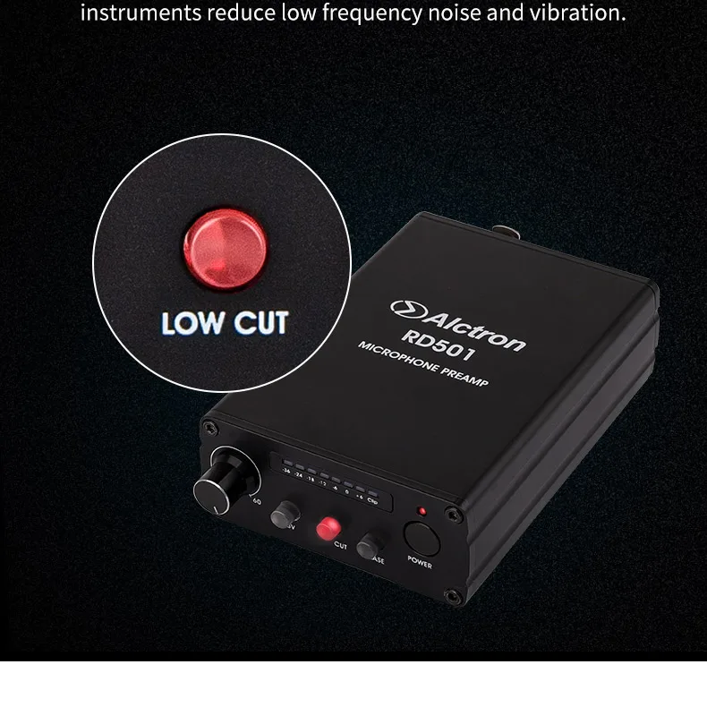 Alctron RD501 Многофункциональный одноканальный микрофонный предусилитель для записи в переключатель фаз, 48В, низкий разрез переключатель