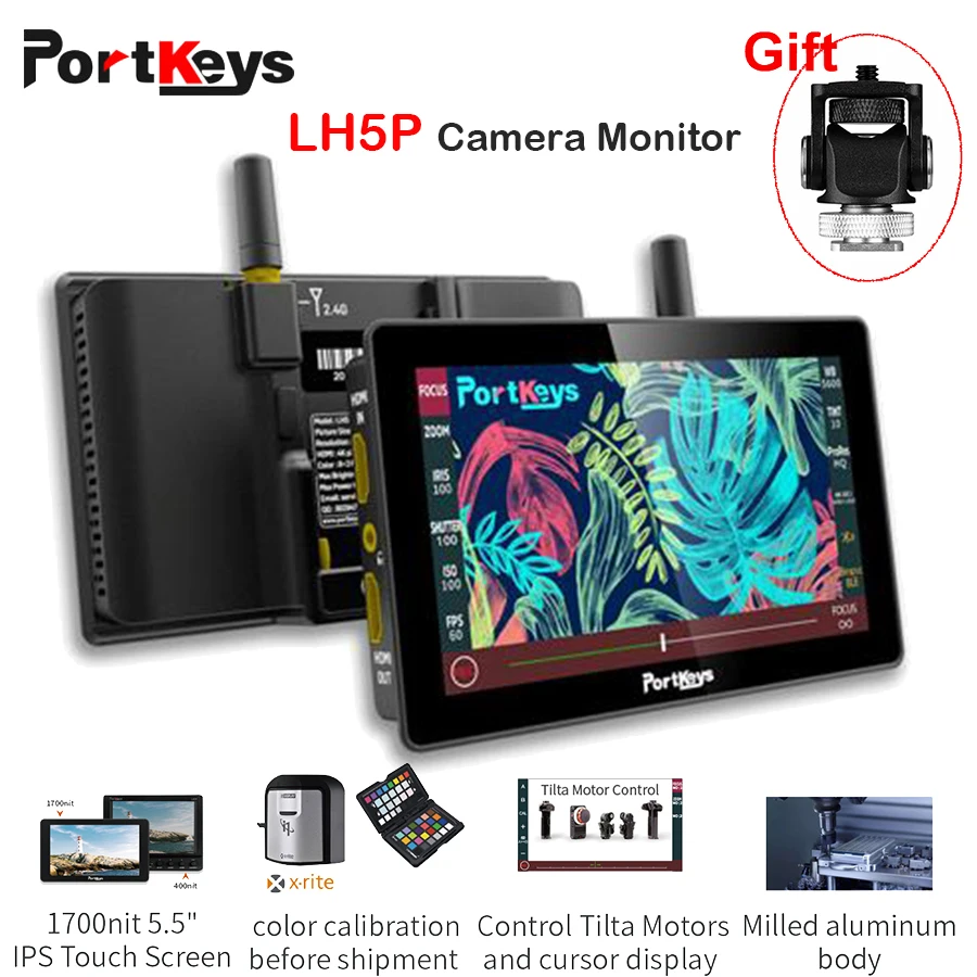 Portkeys LH5P 4K Monitor 5.5 Inch HDMI Touch screen 1700nits Wireless Camera Control for Sony Canon Panasonic | Электроника