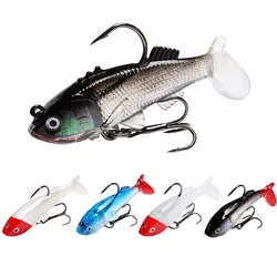 5Pcs Soft Lures for Bass Shad Paddle Tail Swimbaits Pre-Rigged Fishing jigs with Hooks for Freshwater and Saltwater 2.36''