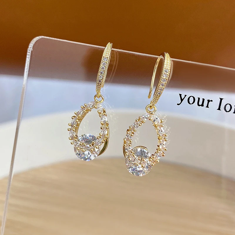 Korean Exquisite Big Rhinestone Women Earring AAA Transparent Zirconia CZ Drop Earrings Wedding Jewelry for Bridal Gift - Image 4