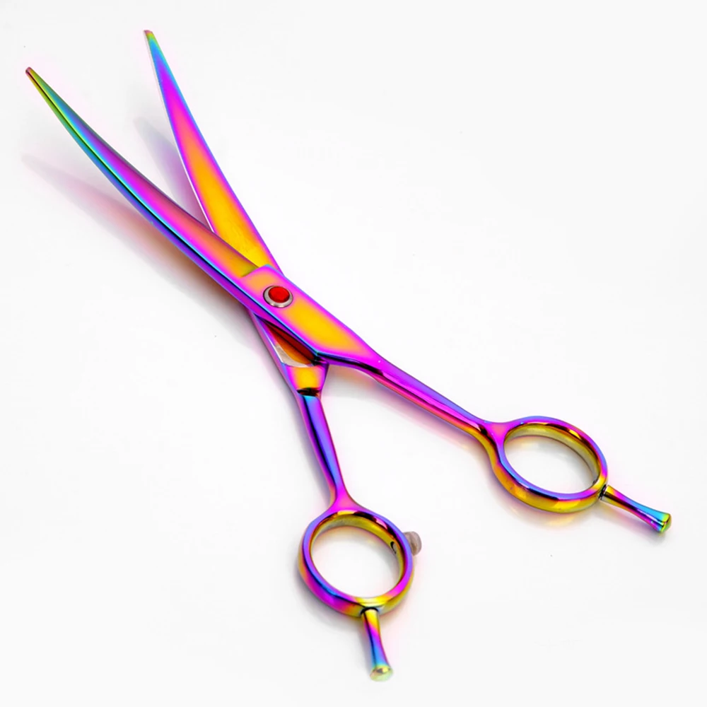 Technicolor Hair Scissor Professional Pet Grooming Kit Hair Cutting Stainless Steel Direct Thinning Scissors And Curved Pieces