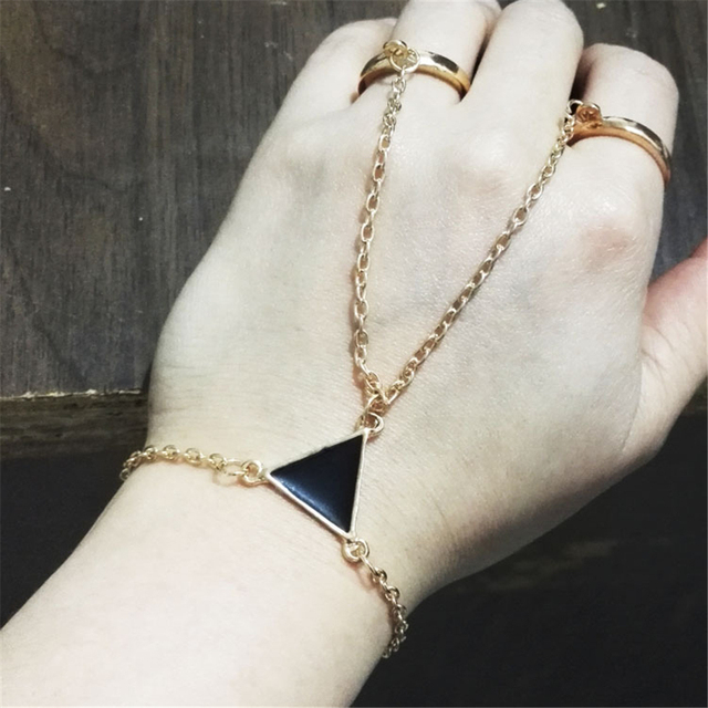 Finger Bracelet Triangle Conjoined Bracelet Wrist Chain Jewelry Hand Back Chain Bangles Female Arm Link Ornaments
