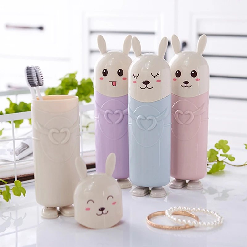 

Cute Toothbrush Box Rabbit Storage Box Toothbrush Toothpaste Holder Tooth Brush Container Portable Travel Storage Organizer