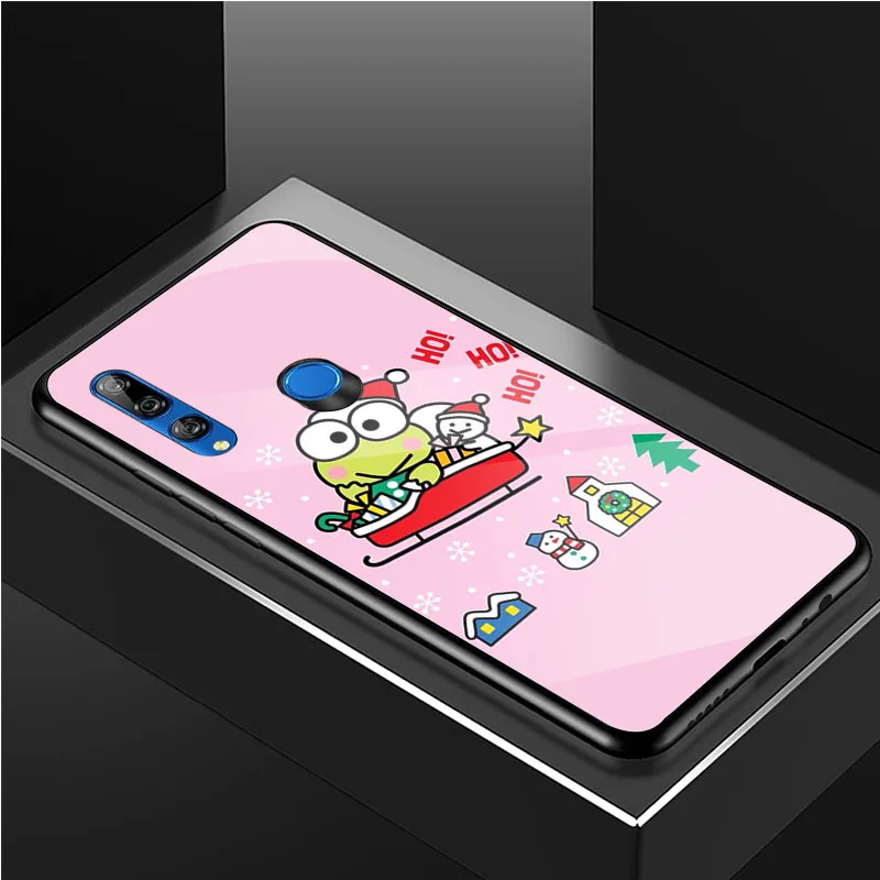 Dễ Thương Ếch Xanh Keroppi DIY Cao Cấp Kính Cường Lực Điện Thoại Ốp Lưng Cho Huawei Honor 30 20 10 Lite Pro 8X 9 10i Bao Vỏ cute huawei phone cases Cases For Huawei