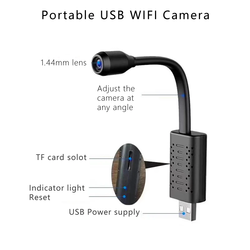 USB микро маленькая камера Full HD 1080P Мини Wi-Fi камера с обнаружением движения Облачное хранилище Удаленная сетевая камера безопасности V380