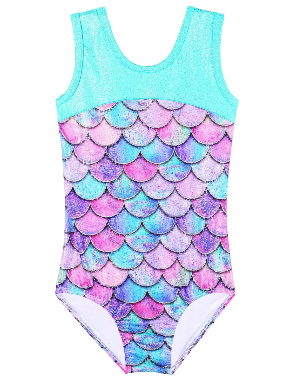 BAOHULU Sleeveless Ballet Leotard for Girls One Piece Scale Print Gymnastics Leotard Kids Practice Outfit Dance Wear