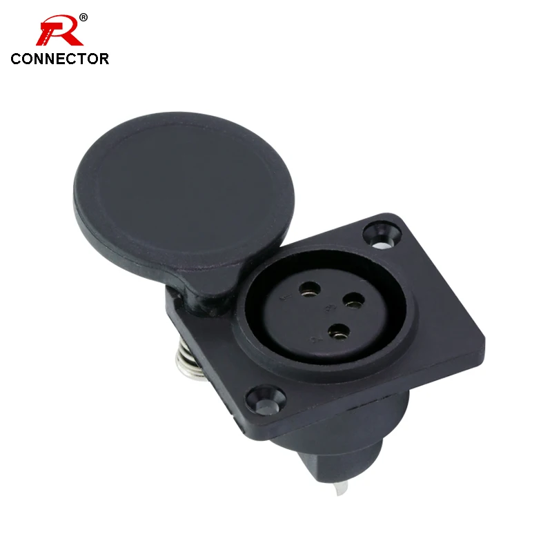 Conector XLR de 3 pines, conector hembra XLR, tipo de montaje de panel, con cubierta protectora, para Audio/vídeo, 1 ud.