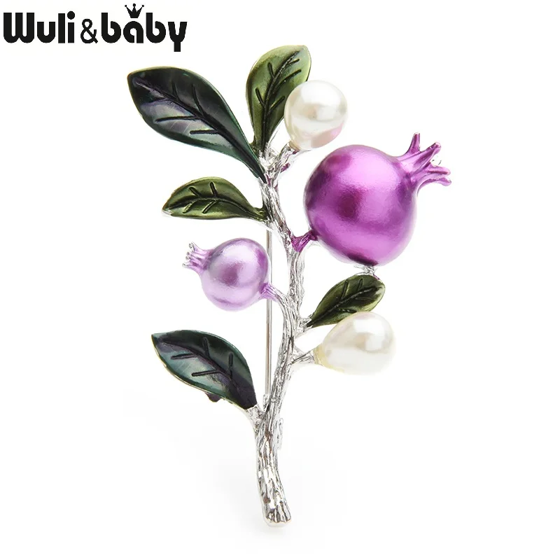 Wuli& baby, фиолетовая эмалированная брошь с гранатом для женщин, сплав, фрукты, Повседневная брошь для вечеринки, булавки, подарки