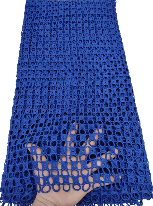 Нигерийская синяя кружевная ткань, молочный шелк, водорастворимое платье, кружево, высокое качество, африканская гипюровая кружевная ткань HTB88