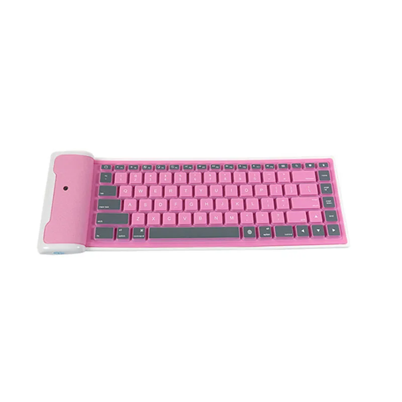Pink Мини складная клавиатура Bluetooth складная беспроводная клавиатура бесшумные 87key клавиатуры для Windows Android для Ios телефона для планшета - Цвет: Pink