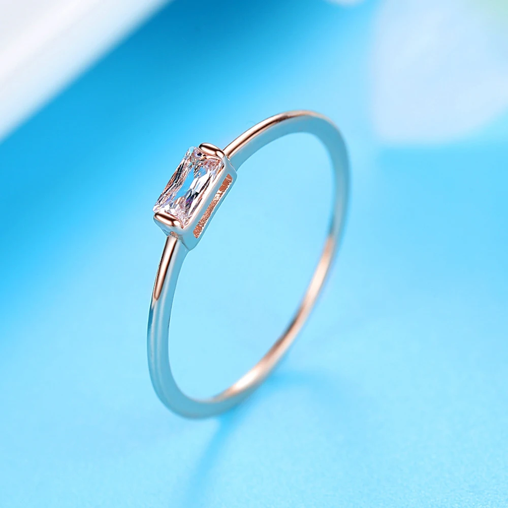 

Square Zircon Ring Woman Customizable Gift Cubic Zirconia Jewelry Simple Temperament Girl Jewelry Beautiful Accessories