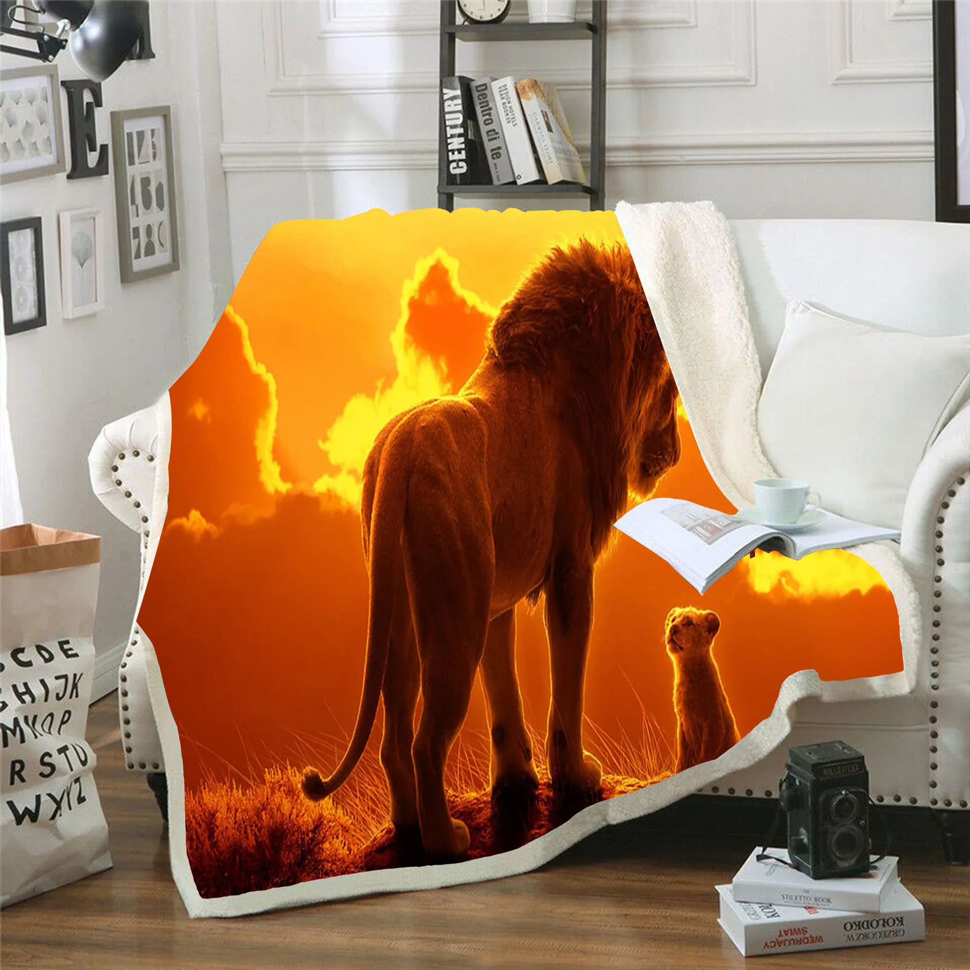 Kids Anime Lion King Simba 3D Blanket Fleece Cartoon Art Print Children Warm Bed Throw Blanket newborn bayby Blanket Boys Gifts