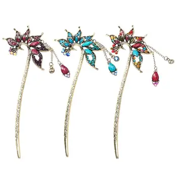 

Retro Elegant Peacock Hairpin Vintage Fashion Hair Stick Chinese Style Classical Hair Chopsticks with Crystal and Tassels for Wo