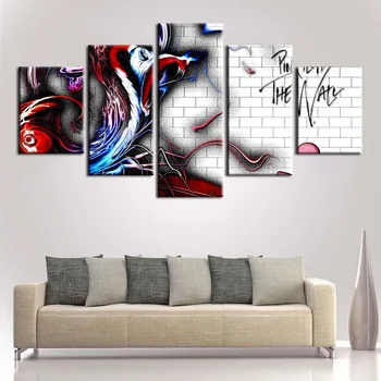 

Modern Canvas Prints Pink Floyd Poster Home Decoration Painting Wall Artwork 5 Panel Picture Modular Living Room No Framework