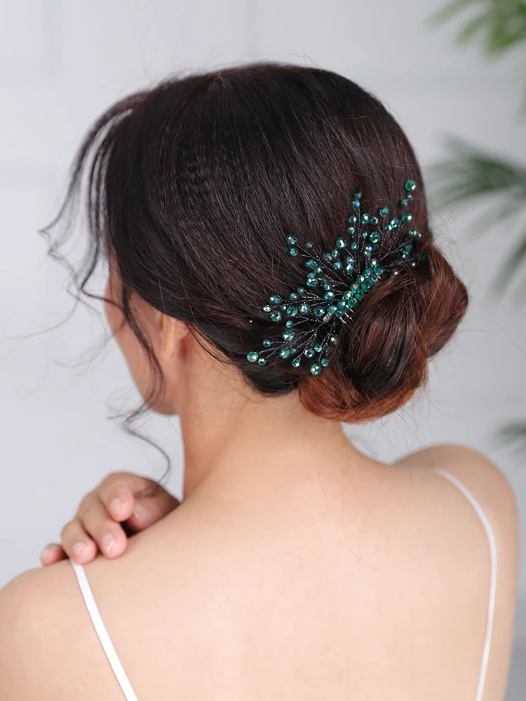 Wedding Hair Accessories Casual Headpieces Green Hair comb Handmade Headdress Chic party and prom for women Bridal Jewelry