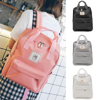 

2019 Nylon Backpack Women Backpack Fashion Women Shoulder Bag solid color School Bag For Travel Couple Bag Children Backpacks