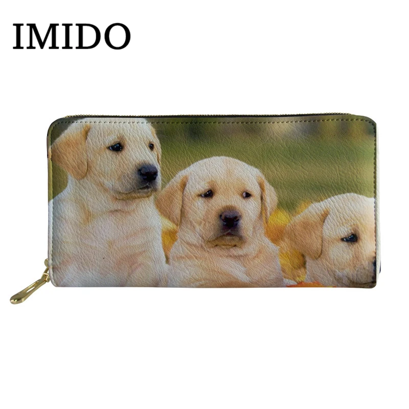 IMIDO новые модные женские кошельки 3D животное Лабрадор собака шаблон длинный кожаный кошелек для женщин Многофункциональный PU сумки для карт - Цвет: WLL1593Z21