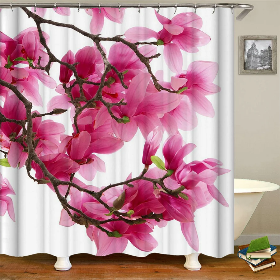 

Waterproof Shower Curtain 3d printed Modern Fresh Flowers Bath Curtains Bathroom Cloth 180*200cm Bath Screen With 12 Hooks