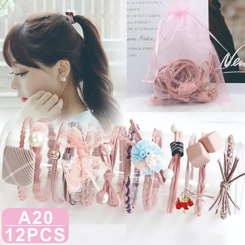 black hair clips 8/9/12/16/25PCS Pure and Fresh Sweet starry sky Series Maiden Elastic Hair Bands Ribbon Flowers Pentagram Rabbit ears Hair Clips bow hair clip Hair Accessories