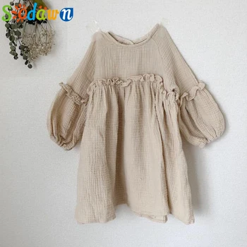 

Sodawn 1-6Years Baby Girl Dress Ruffles Linen Long Sleeve New Princess Party Kids Clothes Spring Autumn Japan Style Girl Dresses