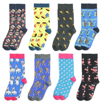 

Novelty Cotton Long Socks Men Gift Funny Tooth Burger Pizza Alien Flamingo Dog Cartoon Harajuku Happy Socks Casual Crew Socks