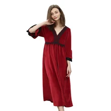 Фланелевый Халат с v-образным вырезом, женский зимний длинный халат, халаты для женщин, романтическая ночная сорочка, халат, милая Пижама, зимний Халат