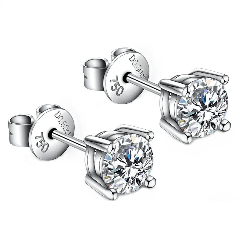 Серьги из 18-каратного золота цвет 1CT D с муассанитом | Украшения и аксессуары