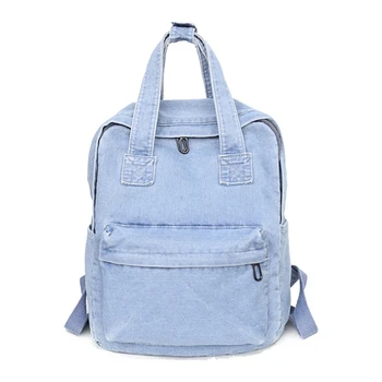 

Women Vintage Denim School Bookbag Daypack Rucksack Shoulder Bag for Teenager Girl Phone Stationary Storage Bag