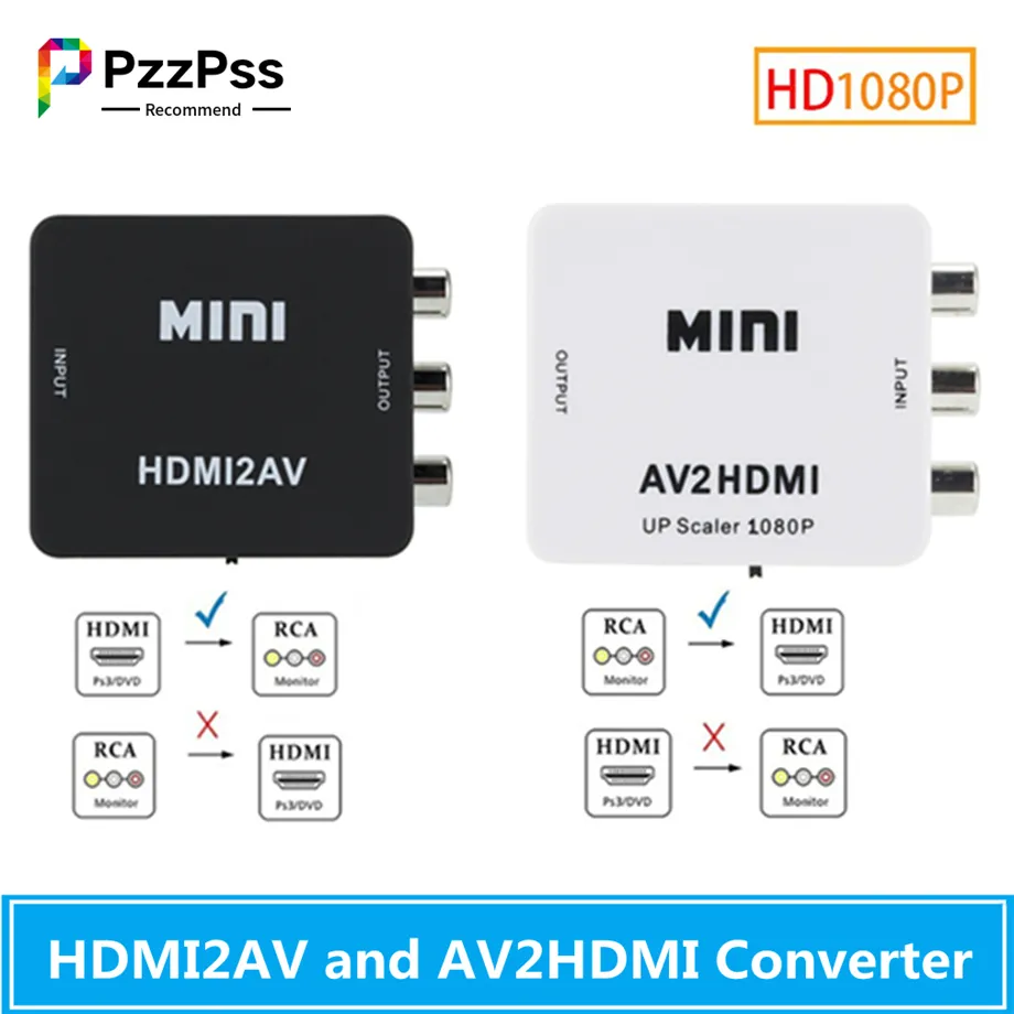 Hdmi-compatible Con Av Rca Cvsb L/r Video 1080p Scaler Converter Box,  Adaptador Compuesto De Vídeo Hd Hdmi2av, Compatible Con Ntsc Pal - Cables  De Audio Y Vídeo - AliExpress