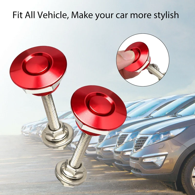 Hood Pins Lock 4X Quick Release Push Hood Latch Button Car Pin Bonnet Bumper Clip Latches