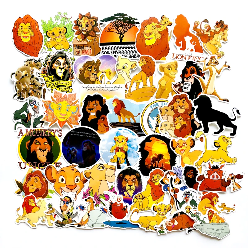 50 шт. ПВХ водонепроницаемый Simba Король Лев Мир животных крутые наклейки на